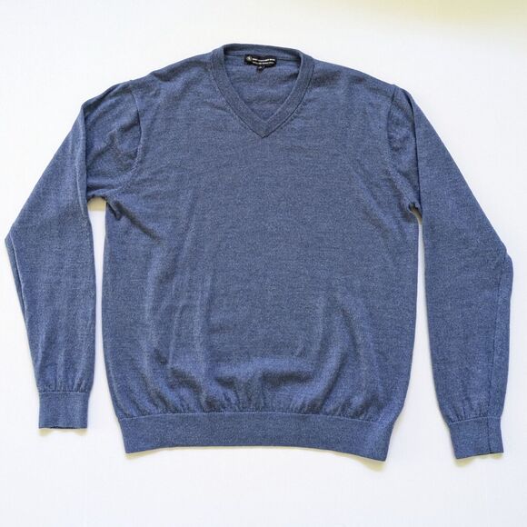 Hart Schaffner Marx Sweater Mens XL Blue 100% Merino Extra Fine Wool Pullover - Picture 1 of 8